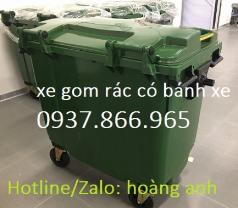 Xe thu gom rác có bánh xe, thùng rác 660l, bán thùng rác giá rẻ tại hà nội
