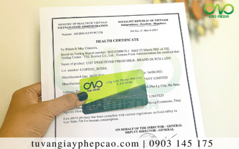 Hướng dẫn giấy Health Certificate bánh trung thu dừa lá dứa