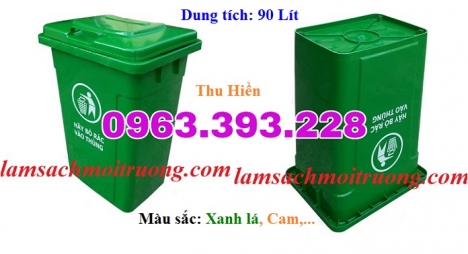 Thùng rác công cộng 90 lít nắp kín, thùng rác công nghiệp