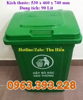 Thùng rác công cộng 90 lít nắp kín, thùng rác công nghiệp