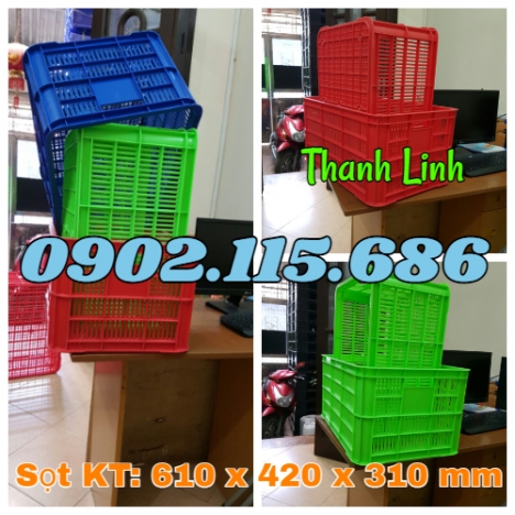 Sọt nhựa rỗng HS004, sóng nhựa rỗng HS004, sọt nhựa cao 31cm, sọt nhựa công nghiệp, sọt đựng nông sả