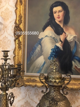 Tranh sơn dầu thiếu nữ châu Âu cổ