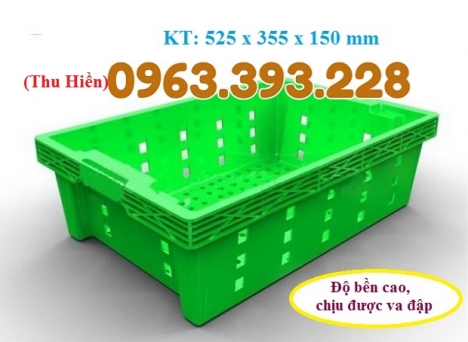 Sọt nhựa sóng cá, sọt đựng hải sản, sọt nhựa HS002