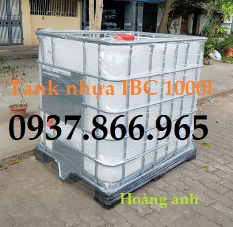 Cung cấp tank nhựa cũ tại hà nội, bồn nhựa 1000l, bồn nhựa màu trắng có khung thép bao quanh
