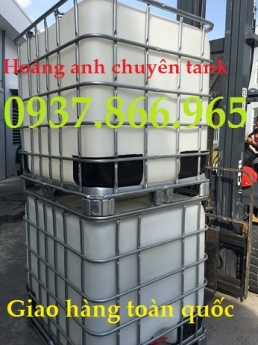 Cung cấp tank nhựa cũ tại hà nội, bồn nhựa 1000l, bồn nhựa màu trắng có khung thép bao quanh