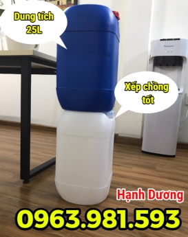 Can HDPE 25L, can nhựa hóa chất, can loại dày