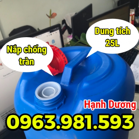 Can HDPE 25L, can nhựa hóa chất, can loại dày