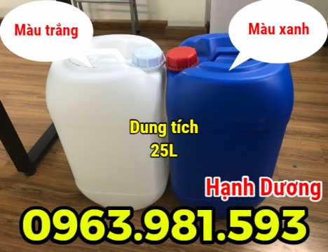 Can HDPE 25L, can nhựa hóa chất, can loại dày