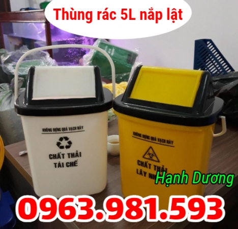 Thùng rác y tế nắp lật, xe tiêm y tế 5 lit