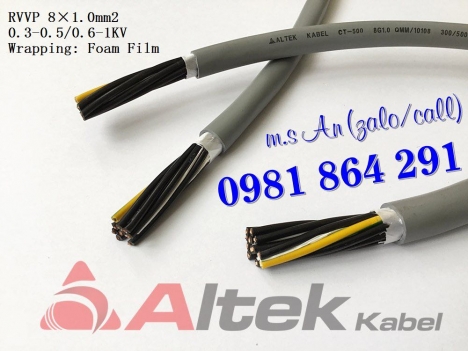 Cáp điều khiển 8 lõi: 8x0.5, 8x0.75, 8x1.0, 8x1.5mm2 0.6-1kV