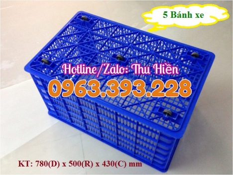 Sọt nhựa 5 bánh xe, sọt đựng hàng có bánh xe