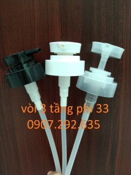 vòi 3 tầng phi33 chất liệu nhựa pp,hdpe,pet ngành hóa mỹ phẩm