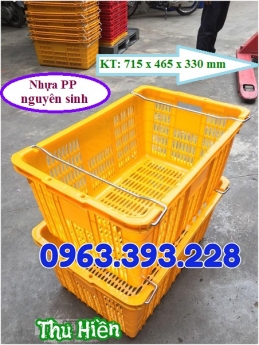 Sọt nhựa rỗng có quai sắt, sọt nhựa HS011