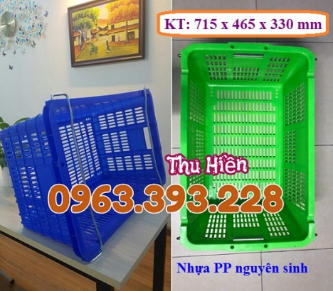 Sọt nhựa rỗng có quai sắt, sọt nhựa HS011