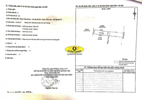 Bán đất mặt tiền quốc lô 1A - TT Hồ Xá