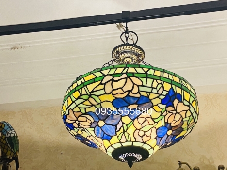 Đèn thả trần tiffany hoa hồng xanh lạ mắt