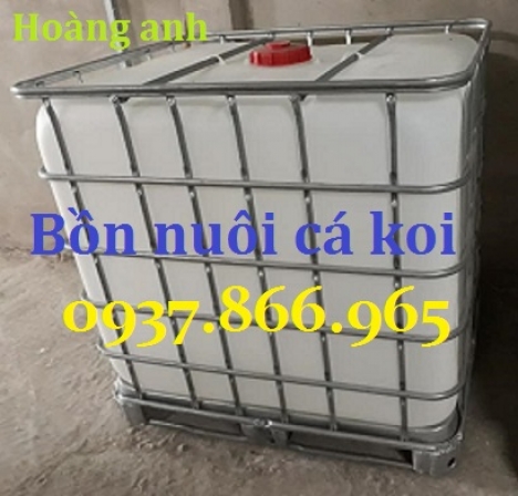 Bồn nhựa IBC cũ 1000l, giá tank nhựa đựng hóa chất, bồn nhựa màu trắng
