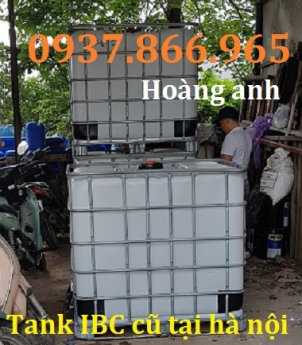 Bồn nhựa IBC cũ 1000l, giá tank nhựa đựng hóa chất, bồn nhựa màu trắng