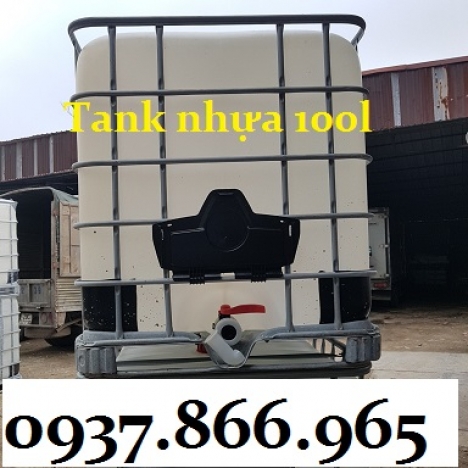 Bồn nhựa IBC cũ 1000l, giá tank nhựa đựng hóa chất, bồn nhựa màu trắng