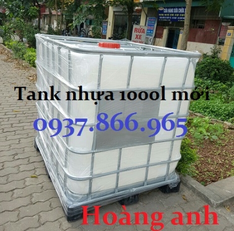 Bồn nhựa IBC cũ 1000l, giá tank nhựa đựng hóa chất, bồn nhựa màu trắng
