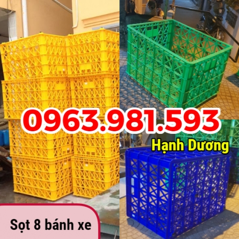 Sọt nhựa có bánh xe, sóng rỗng bánh xe