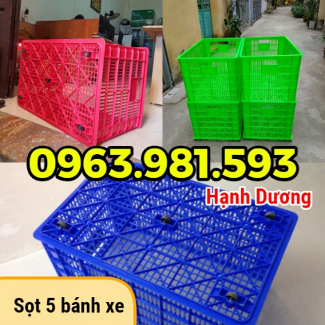 Sọt nhựa có bánh xe, sóng rỗng bánh xe