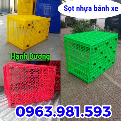 Sọt nhựa có bánh xe, sóng rỗng bánh xe