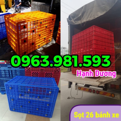 Sọt nhựa có bánh xe, sóng rỗng bánh xe