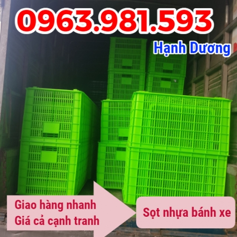 Sọt nhựa có bánh xe, sóng rỗng bánh xe