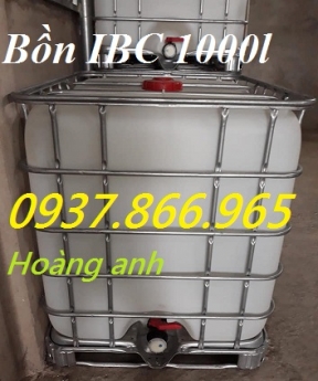 Bồn có khung thép bao quanh, tank nhựa cũ mới, bồn nhựa 1000l, bồn IBC giá rẻ, thanh lý tank nhựa cũ
