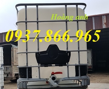 Bồn có khung thép bao quanh, tank nhựa cũ mới, bồn nhựa 1000l, bồn IBC giá rẻ, thanh lý tank nhựa cũ