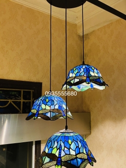 Bộ đèn thả bàn ăn tiffany chuồn xanh huyền bí