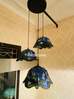 Bộ đèn thả bàn ăn tiffany chuồn xanh huyền bí