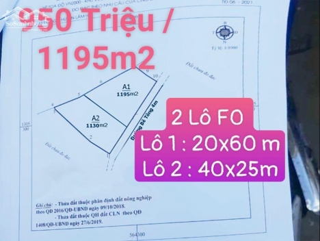 Cần bán lô đất 1195m2 tại Thôn 3 - xã Gia Lâm - huyện Lâm Hà - tỉnh Lâm Đồng giá 950 triệu