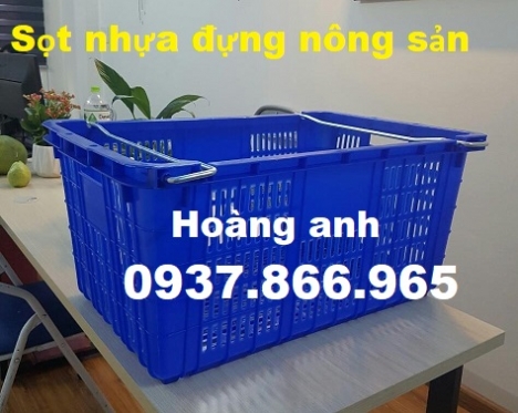 Sọt nhựa đựng nông sản có quai xách, sóng nhựa rỗng, sọt nhựa dùng trong siêu thị, Sọt nhựa HS011