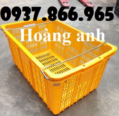 Sọt nhựa đựng nông sản có quai xách, sóng nhựa rỗng, sọt nhựa dùng trong siêu thị, Sọt nhựa HS011