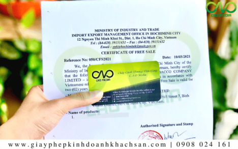 Giấy phép Certificate of free sale bánh bao nhân sữa dừa