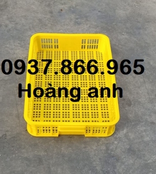 Sọt nhựa đựng rau củ trong cửa hàng nông sản, sóng nhựa rỗng, khay nhựa hở, sọt nhựa đựng hải sản