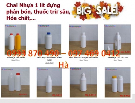 Chai 1L Hóa Chất, Chai nhựa HDPE 1 lít, chai nhựa tròn 1 lít, Chai nhựa 1 lít tròn giá rẻ tại TPHCM