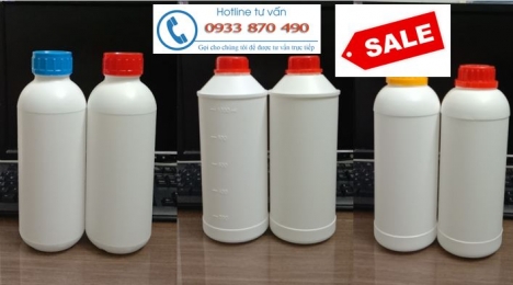 Chai 1L Hóa Chất, Chai nhựa HDPE 1 lít, chai nhựa tròn 1 lít, Chai nhựa 1 lít tròn giá rẻ tại TPHCM