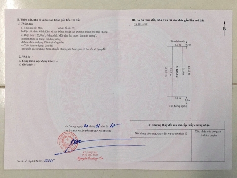 Bán lô đất 125m Vĩnh Khê, An Đồng, Hải Phòng, bìa đỏ