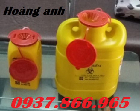 Hộp nhựa đựng bơm kim tiêm, thùng rác đựng vật liệu sắc nhọn 2l giá rẻ, thùng rác đựng bơm kim tiêm