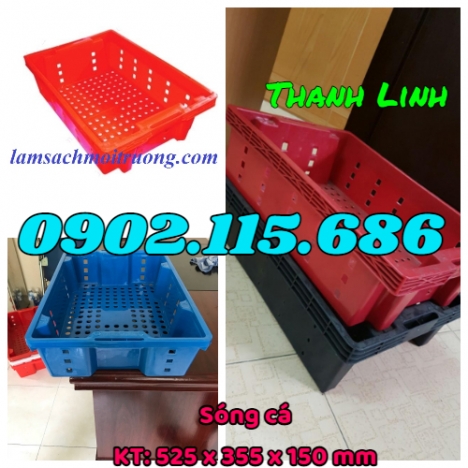 Khay nhựa đựng cá, sóng cá, sóng nhựa HS002, khay đựng cá, rổ đựng cá, sọt đựng cá,