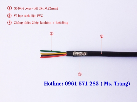 Cáp tín hiệu chống nhiễu 2x0.22, 4x0.22, 6x0.22, 8x0.22