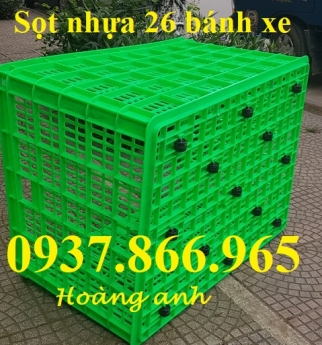 Sọt nhựa rỗng dùng giao hàng nhanh, sóng nhựa có bánh xe, sọt nhựa dùng trong ngành da dày