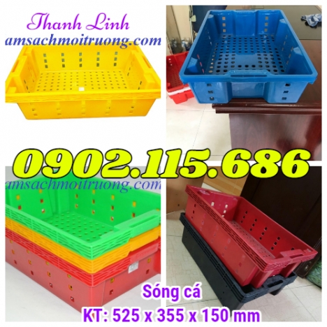 Khay nhựa đựng cá, sóng cá, sóng nhựa HS002, khay đựng cá, rổ đựng cá, sọt đựng cá,