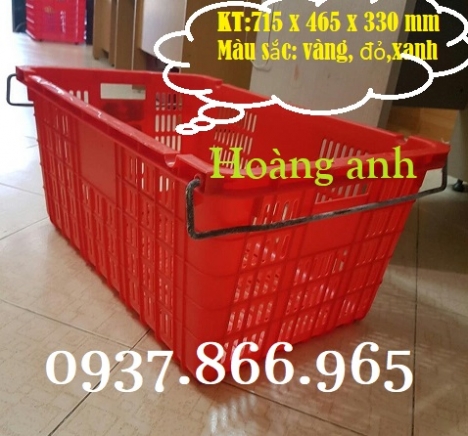 Sọt nhựa PP có quai xách, sọt nhựa dùng đựng hàng nông sản, giá sọt nhựa, sóng nhựa rỗng HS 011