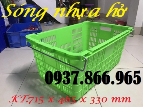 Sọt nhựa PP có quai xách, sọt nhựa dùng đựng hàng nông sản, giá sọt nhựa, sóng nhựa rỗng HS 011