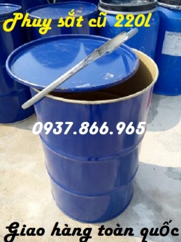 Phuy sắt cũ trồng cây, phuy sắt đựng chất nhuộn, phuy sắt dùng trong nghiệp