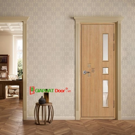 Mẫu Cửa Nhựa Hàn Quốc Phủ Vân Gỗ có Ô Kính giá chỉ từ 3.200.000vnd/bộ